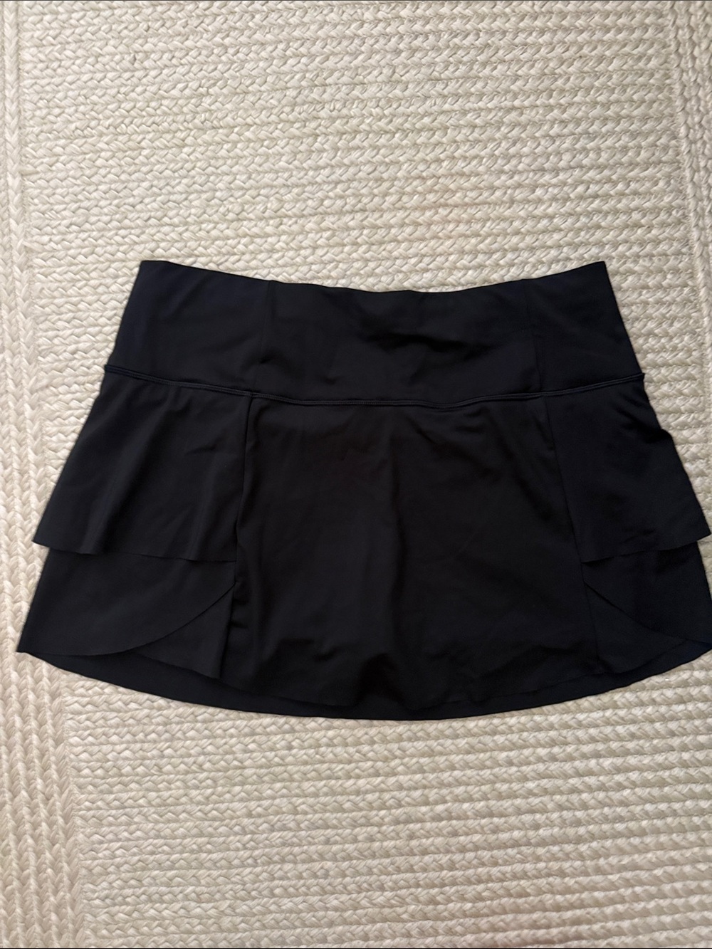 Athleta Black Layered Ruffle Athletic Mini Skirt